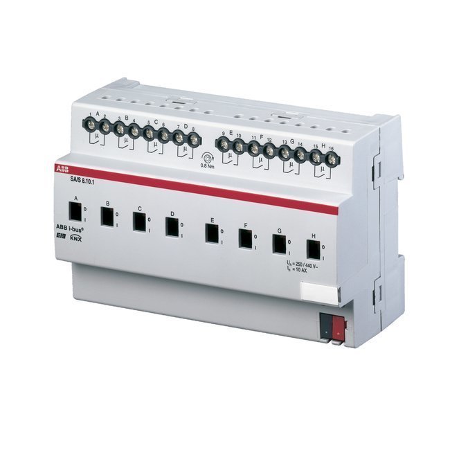 Tuloyksikkö Kytkinyksikkö 230 VAC 8 x 10 A KNX 8 moduulia SA/S8.10.1